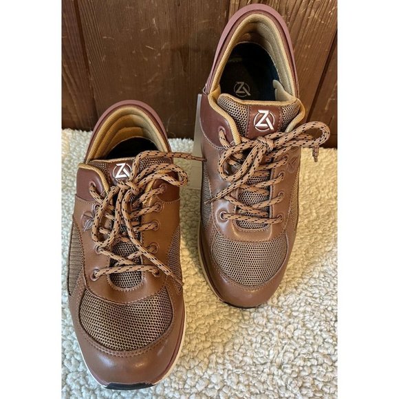 Zeba Other - ZEBA Hands Free Brown Leather Sneakers Comfort Walking Shoes Mens US Size 8.5